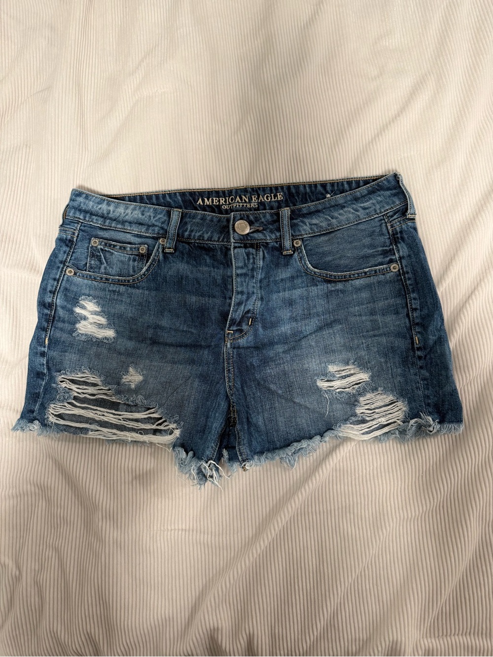 American Eagle Outfitters Blue Distressed Denim Cutoff Shorts